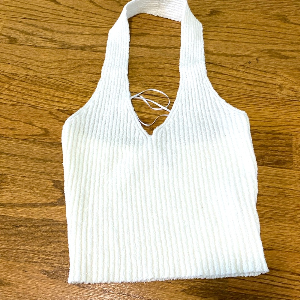 EMORY PARK: CREAM HALTER TOP